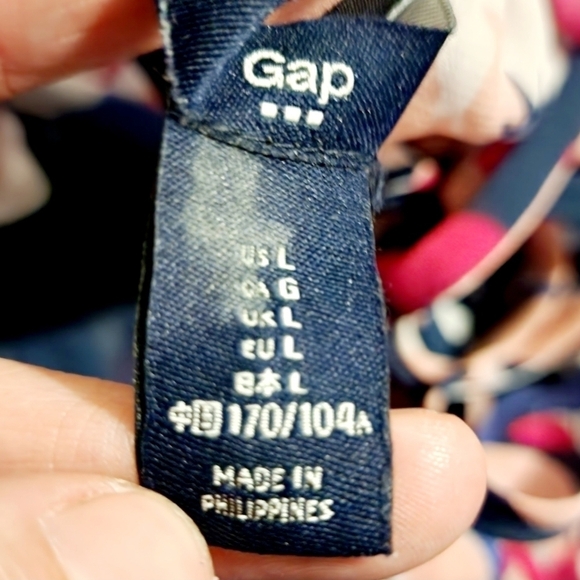 Gap Navy Sheer Floral Top Women's Large L Scoop Neck Tie Front Button Down EUC - Picture 9 of 10